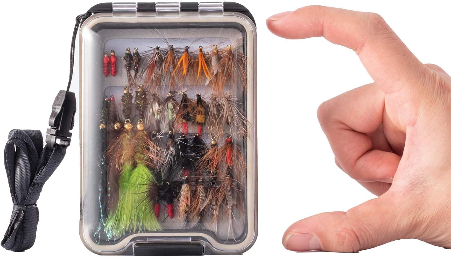 Hand-Tied Fly Fishing Flies Kit, Dry Wet Flies Nymphs Streamers Assortment for Trout & Bass with Waterproof Fly Box