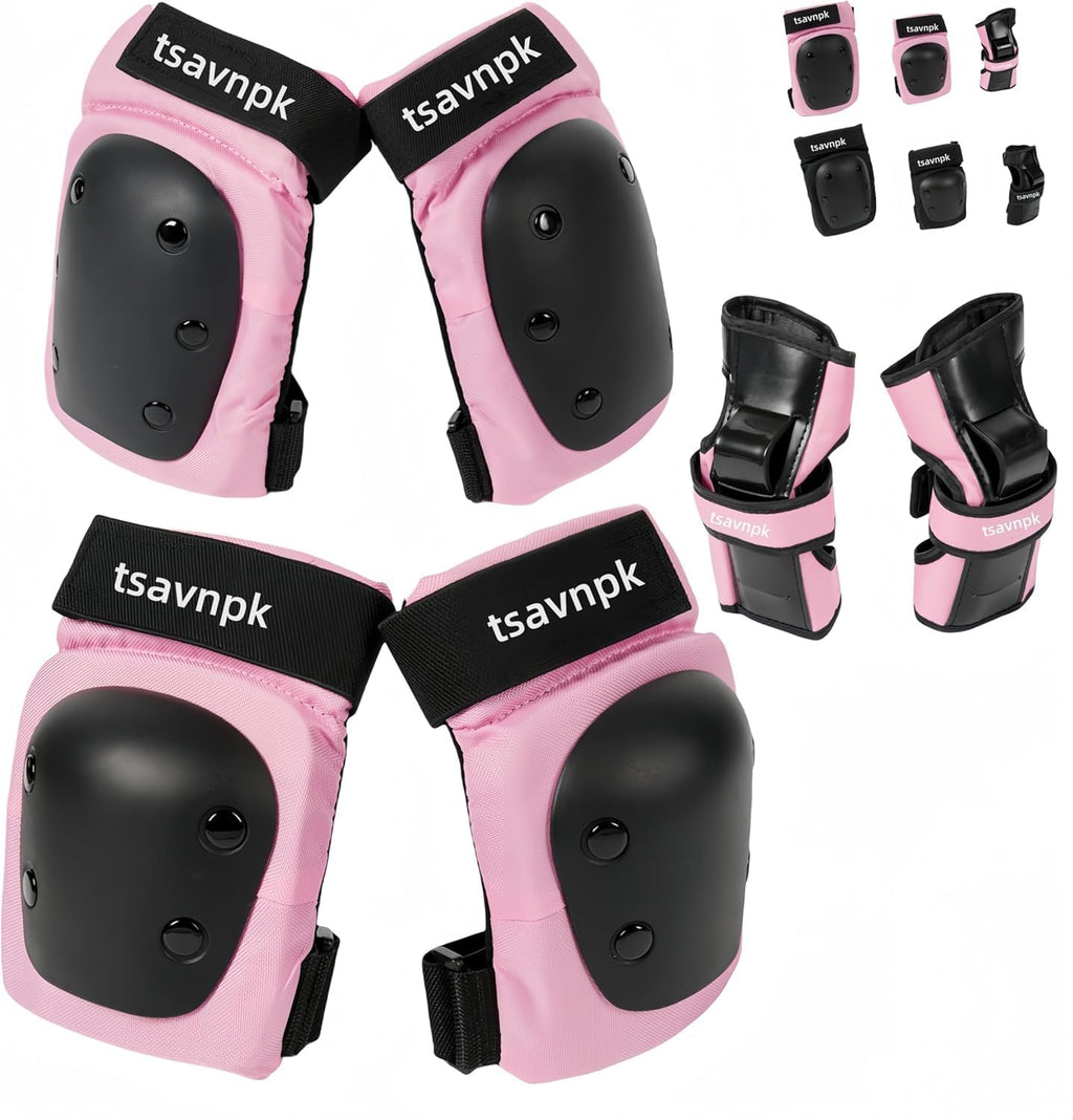 Knee and Elbow Pads Set for Women&Teens, Pink Skateboarding Protective Gear