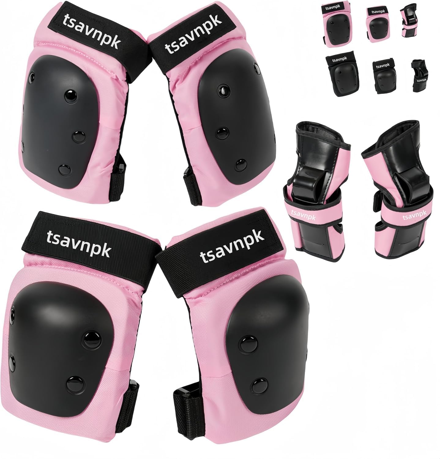 Knee and Elbow Pads Set for Women&Teens, Pink Skateboarding Protective Gear