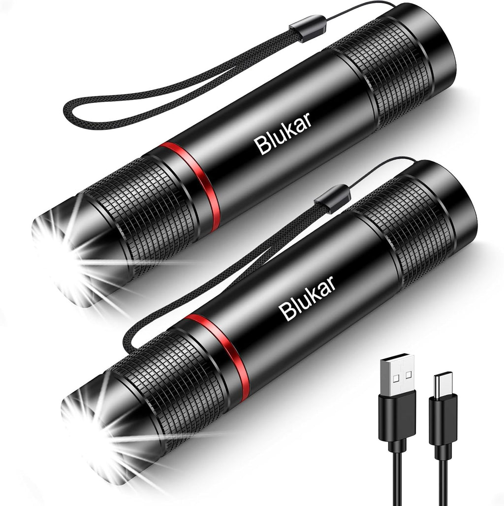 Blukar Rechargeable Flashlight 2 Pack, Super Bright Flashlights