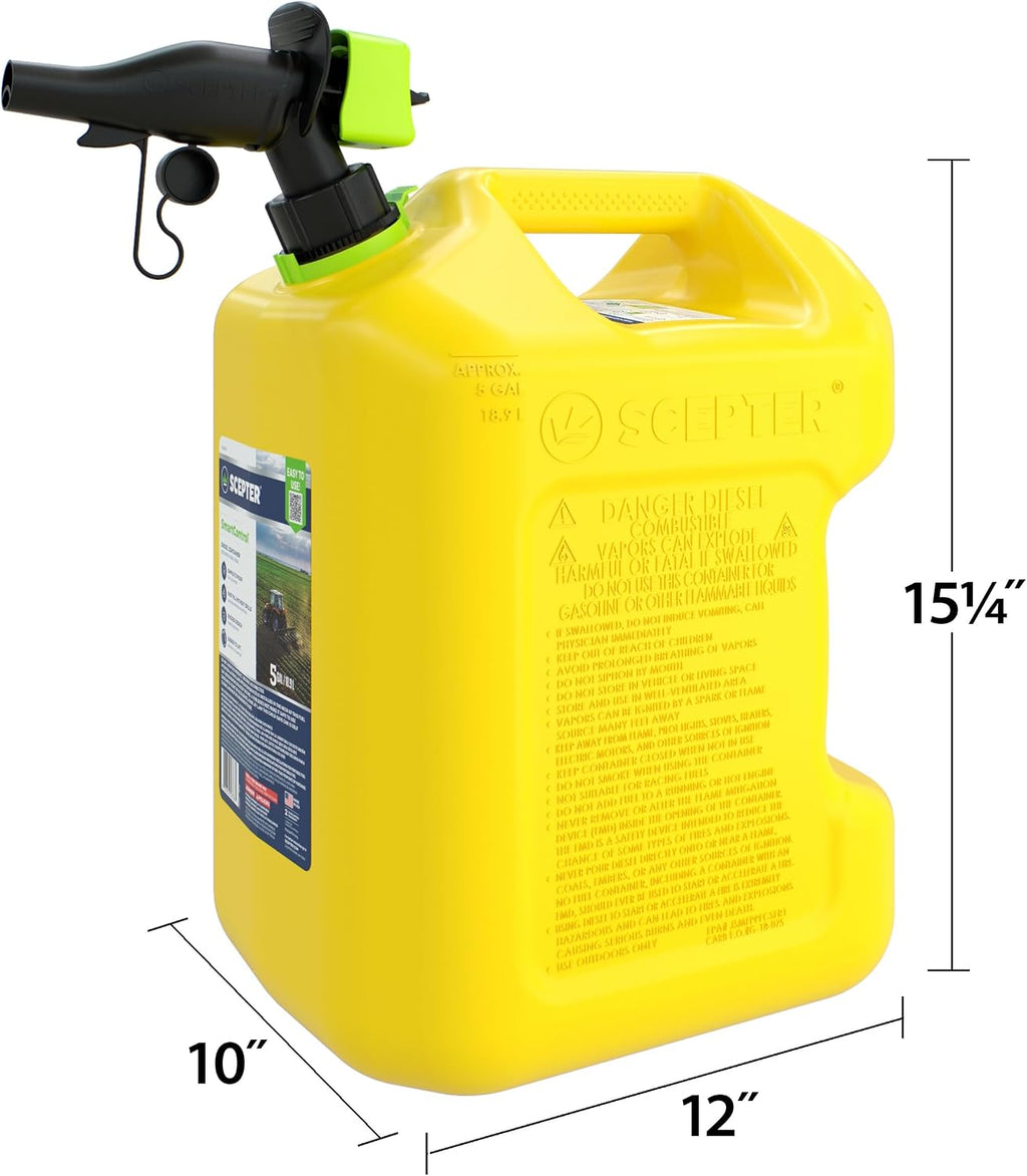 Scepter 5G Gas Can with Spill Proof SmartControl Spout, Diesel Only, 4-Pack