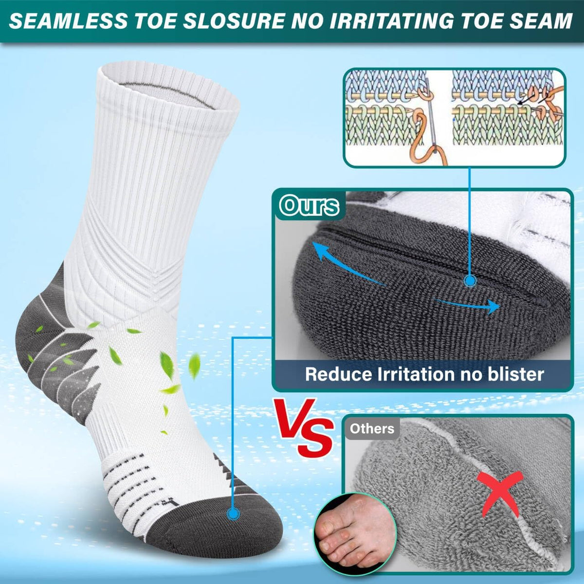 Hylaea Unisex Crew Socks for Running Athletic, Comperssion & No Blisters