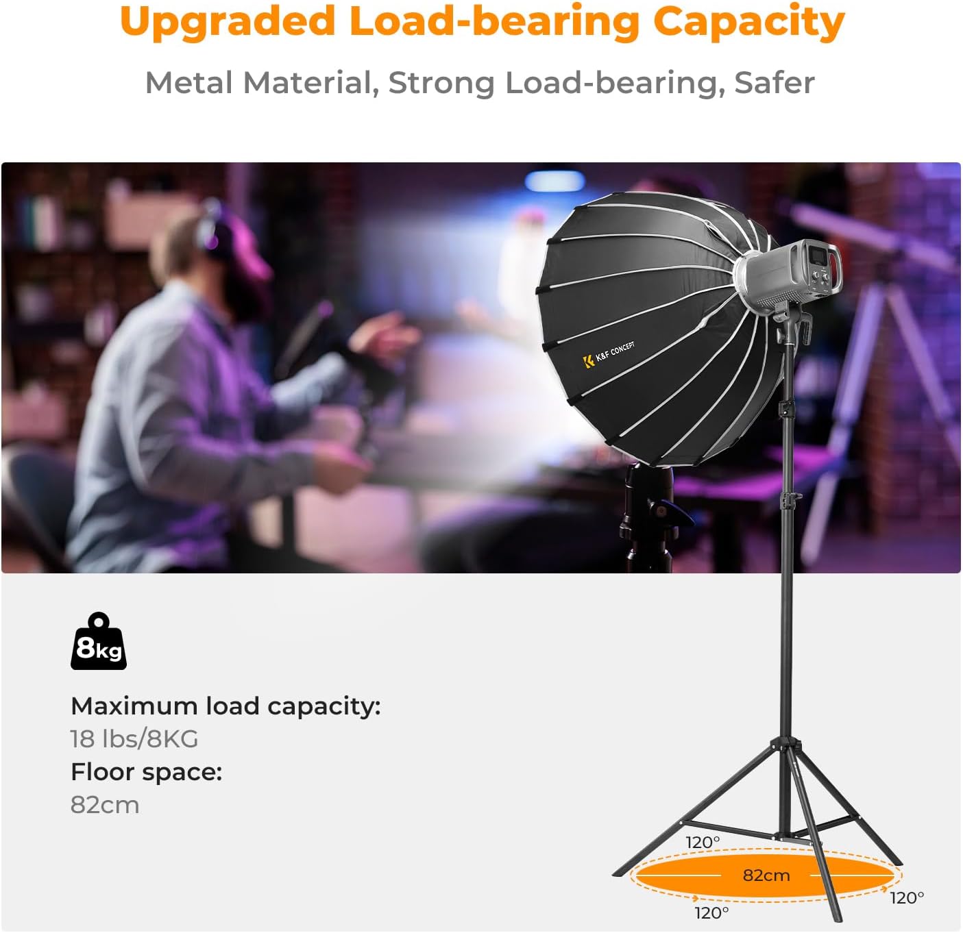 K&F CONCEPT Light Stand for Photography, 9.1ft/2.8M Extendable Tripod