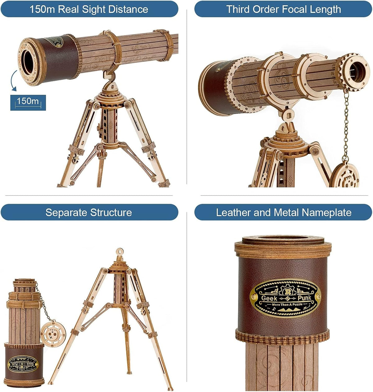 ROKR 3D Wooden Puzzles-Model Building Kits-DIY Kits for Adults-Wooden Monocular Telescope Science Gifts Kits for Adults