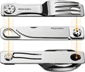 ROXON 3-in-1 Camping Utensils Set with Case (Knife, Spoon, Fork) Silver