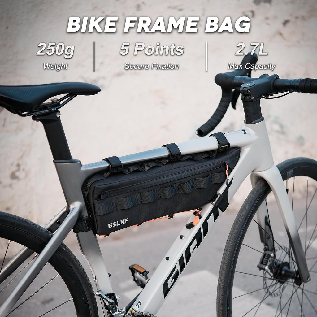 Bike Frame Bag Bicycle Bag for MTB Road Bike, Bike Triangle Bag, 2.7L Large Capacity Cycling Bag, Water-resistant Fabric, Universal Fit MTB, Road Bike, E-bike, Bike Accessories