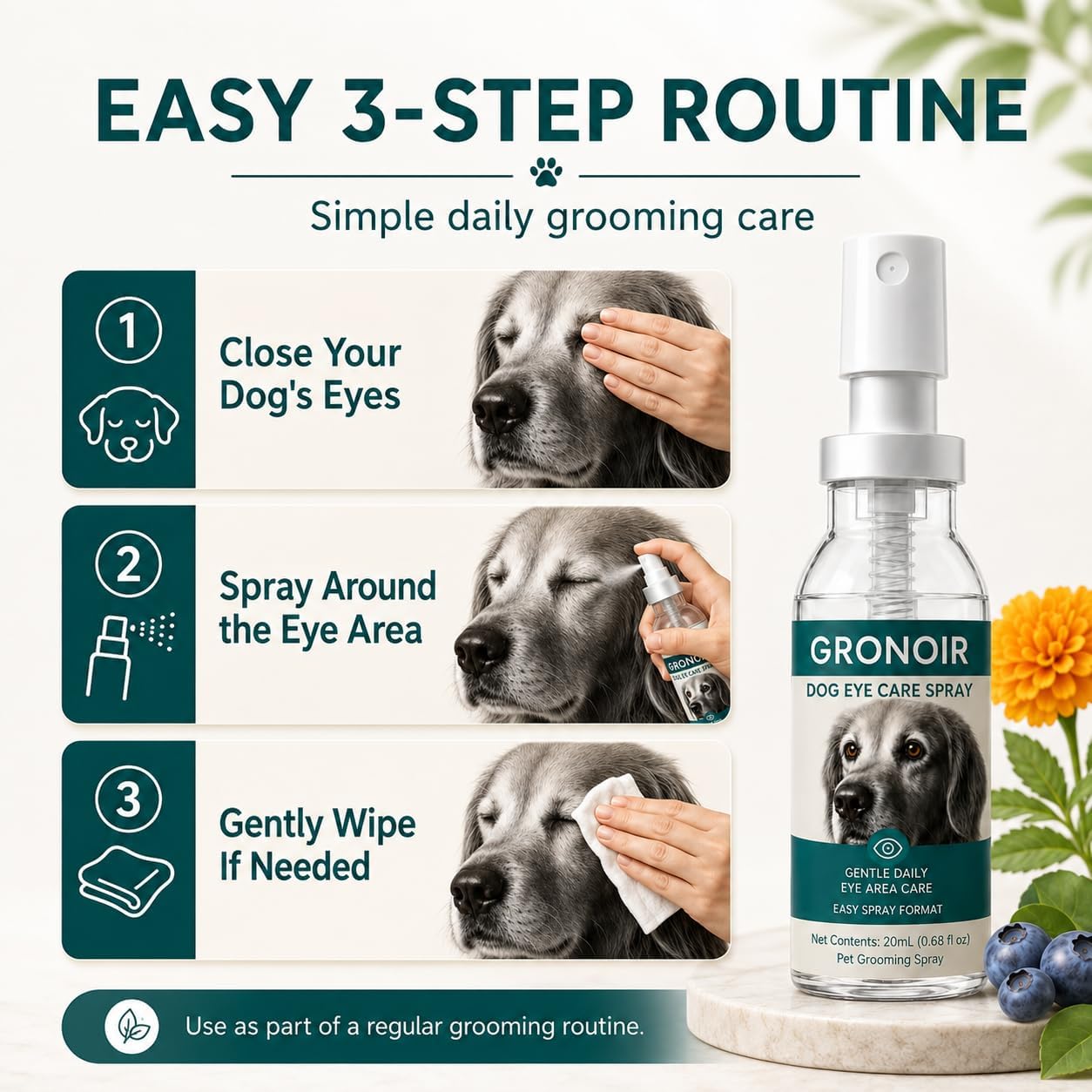 Lutein Eye Spray for Dogs, Daily Eye Area Care for Dogs, 20 mL