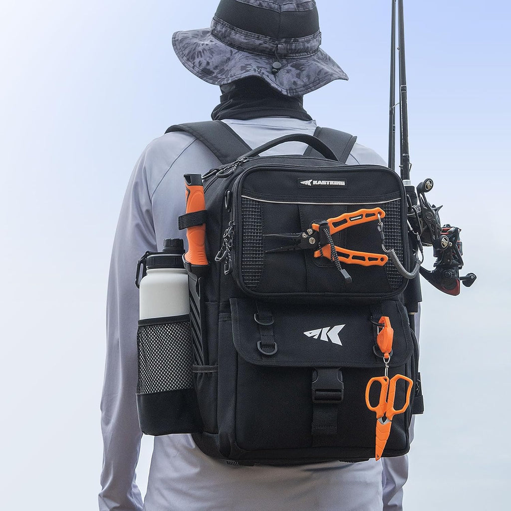 KastKing BaitSpace Fishing Tackle Backpack with Removable Bait Binder,2 Rod Holders Storage Fishing Gear and Equipment