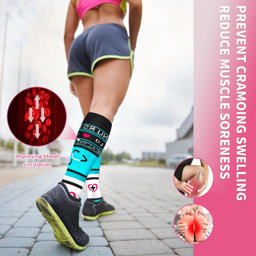 Sooverki Compression Socks for Women & Men 6 Pairs is Best Supportive Knee High Stockings for Circulation, Travel, Nurses