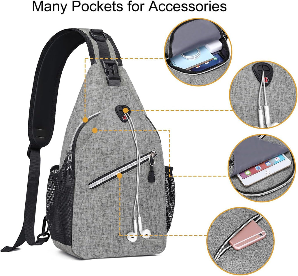 MOSISO Small Sling Bag for Men, Crossbody Shoulder Chest Daypack Bag