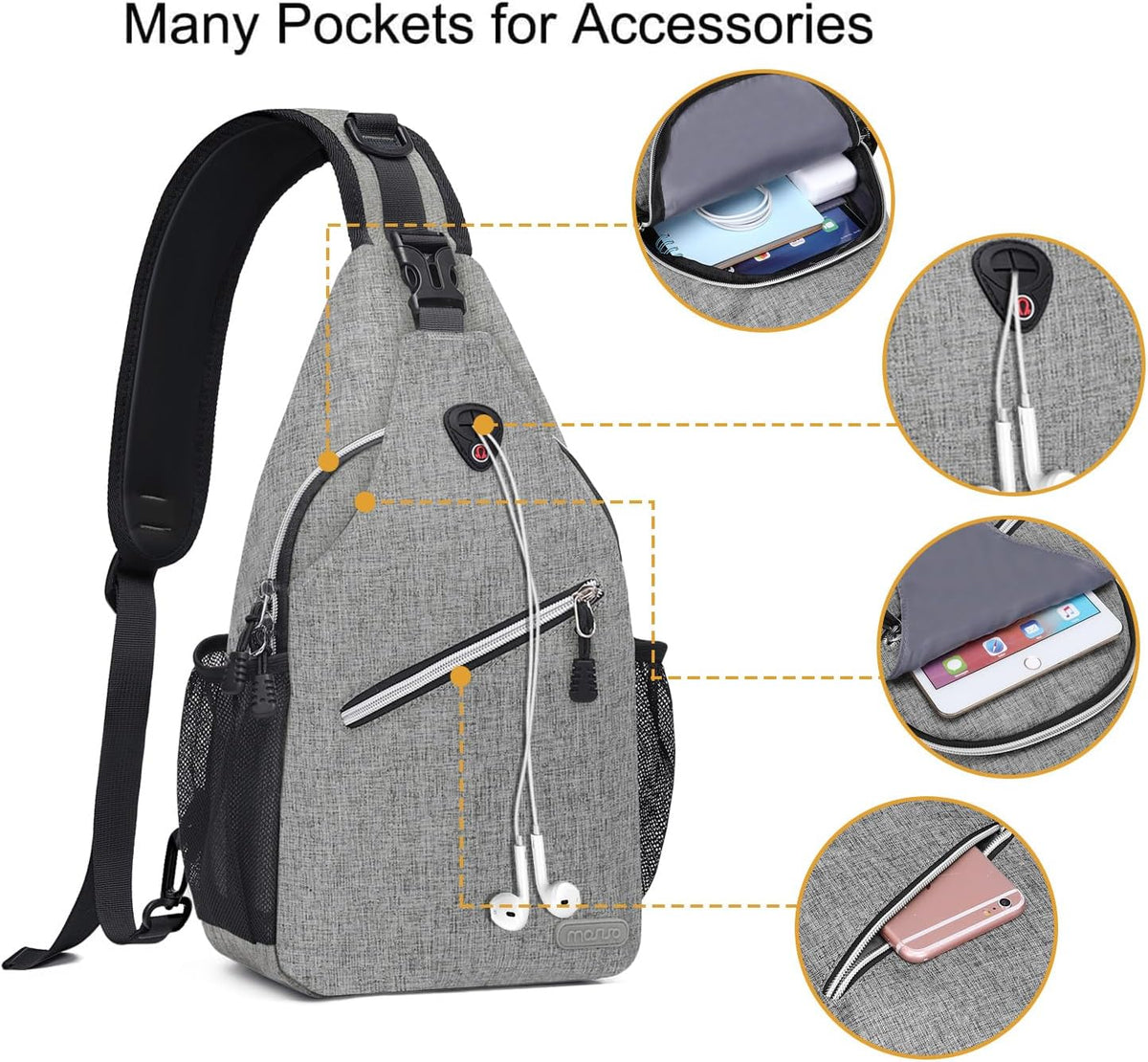MOSISO Small Sling Bag for Men, Crossbody Shoulder Chest Daypack Bag