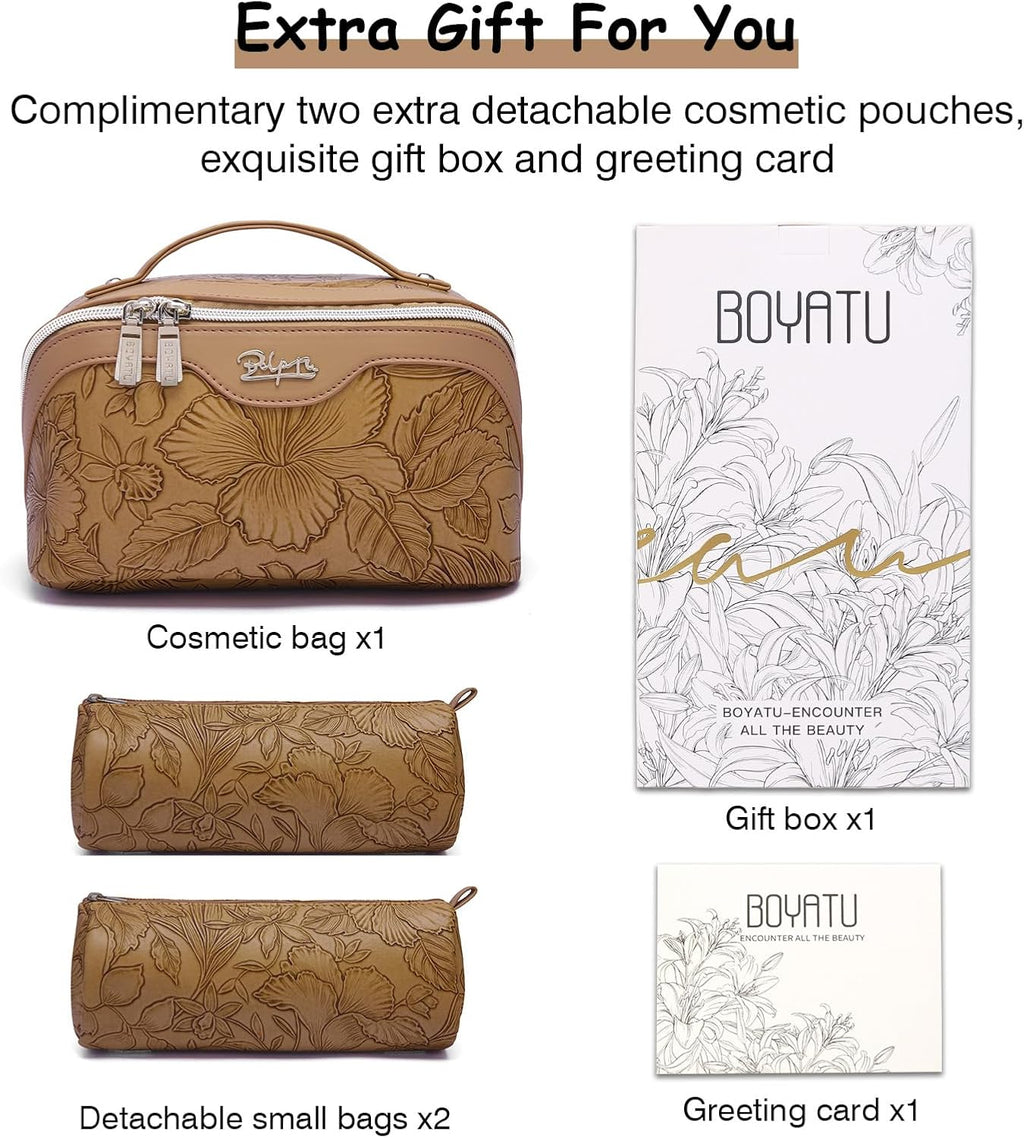 BOYATU Travel Makeup Bags Cosmetic Organizer Bag: 3-Set Make up Bag