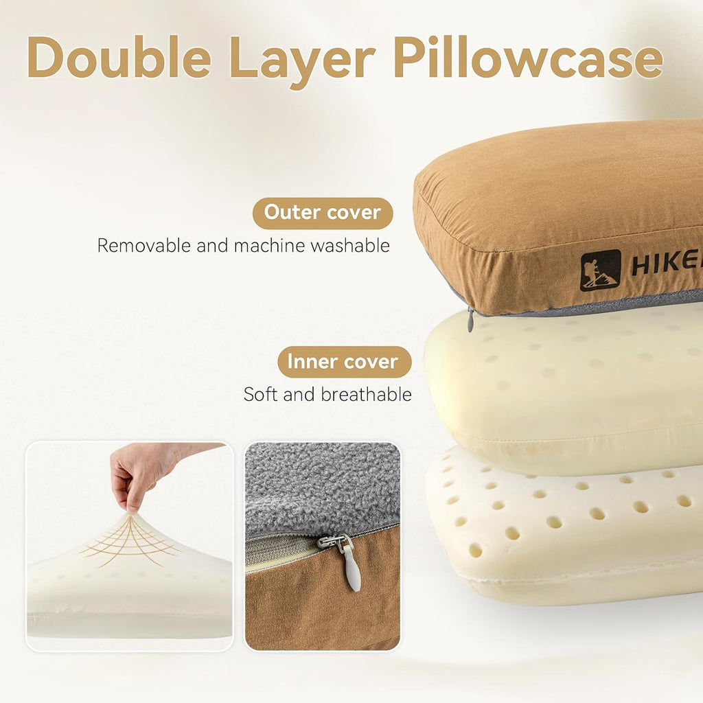 HIKEMAN Camping Memory Foam Pillow - Ultralight Travel Backpacking Ergonomic Pillow with Removable Cover,Neck Lumbar Support for Outdoor Camp,Sport,Hiking,Backpacking Sleep (Purple)