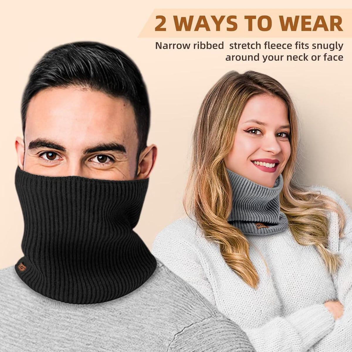 MSDC Winter Neck Gaiters for Men 3 Pack,Neck Warmer Men Women with Thermal Thick Warm Fleece Lined Cold Weather,Mens Scarf Winter Ski Face Mask Cover Windproof Scarves（Black,Oatmeal，Grey）