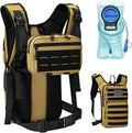 Koculemi Tactical Hydration Backpack with 2L Water Bladder and Front Small Tactical Pouch, Outdoor Water Backpack for Men Women, Sports Hydration Pack for Hiking, Cycling,Climbing