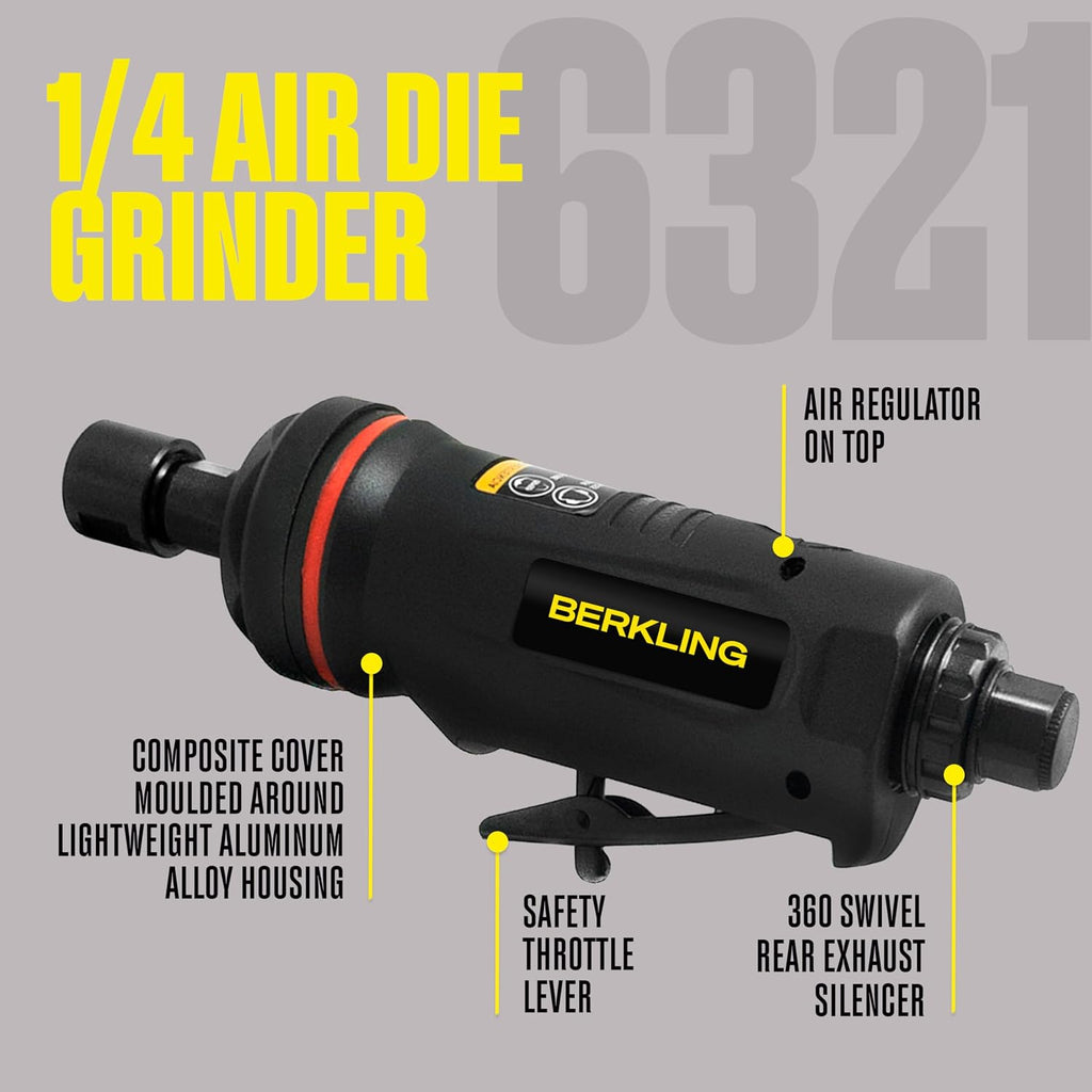 Berkling BT 6321 1/4in Straight Air Die Grinder, Variable Speed