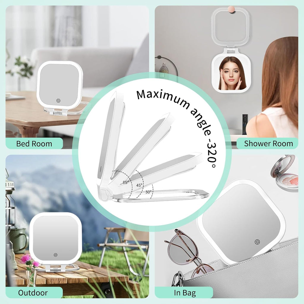 FASCINATE 7" Rechargeable Travel Makeup Mirror 30X Magnification (Felt)