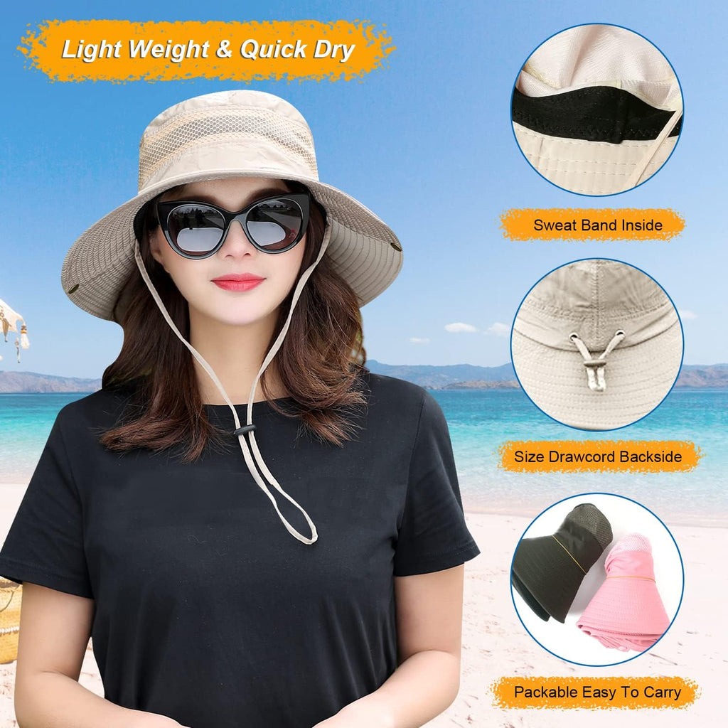 HUAMULAN Wide Brim Sun Hat for Women Men Summer UV Protection Bucket Hats