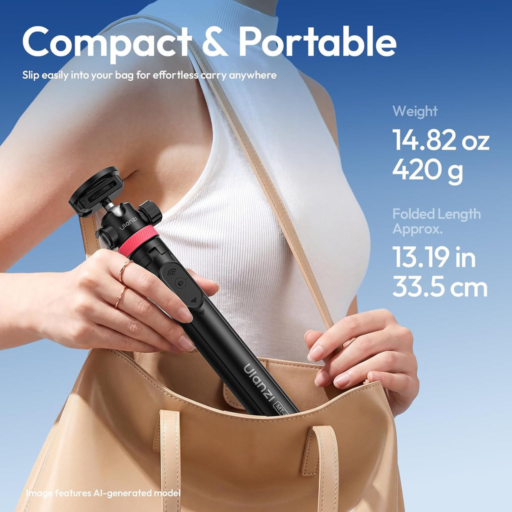ULANZI MT44M Auto Open Magnetic Phone Tripod, 59" Selfie Stick with Remote