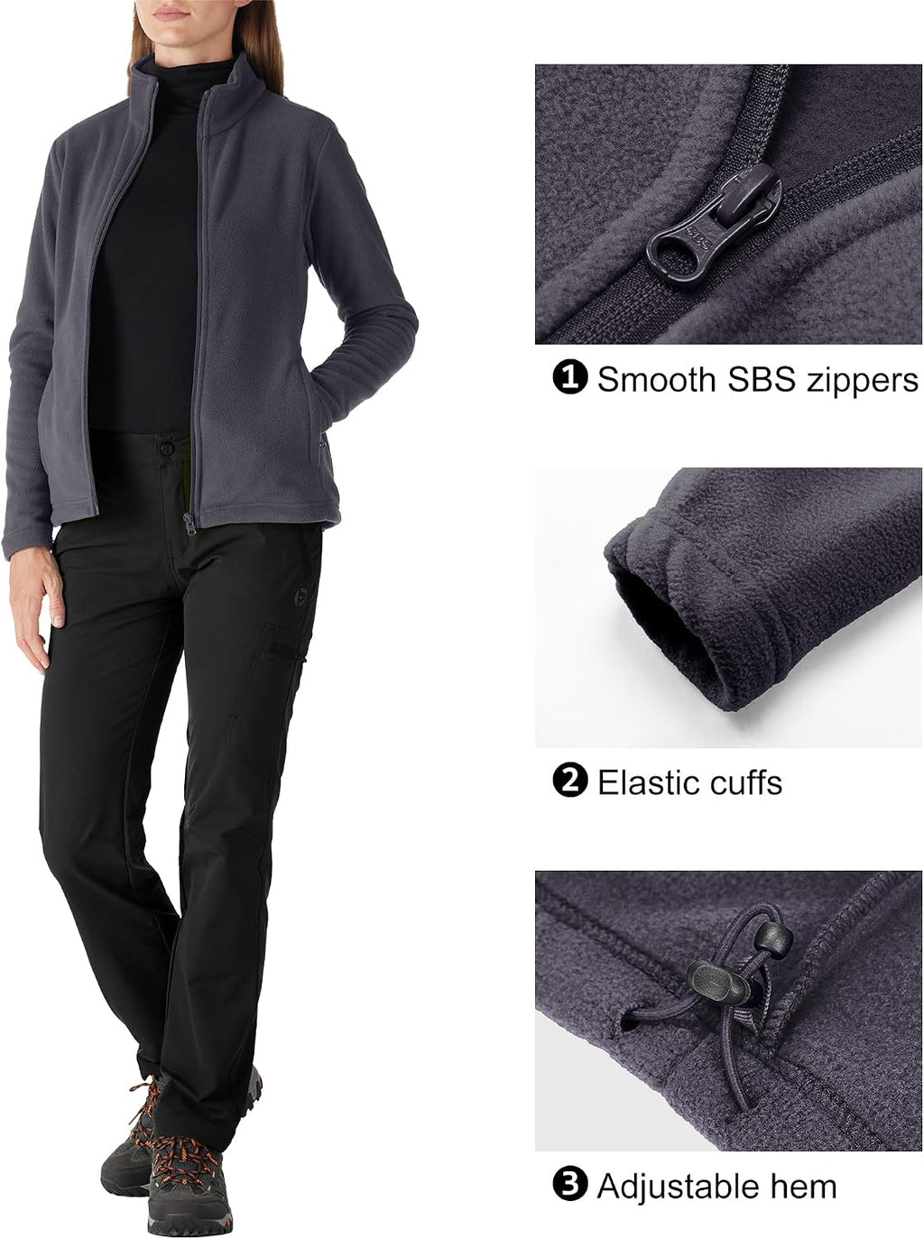 Outdoor Ventures Women's Lightweight Warm Polar Fleece Jacket Zip Up