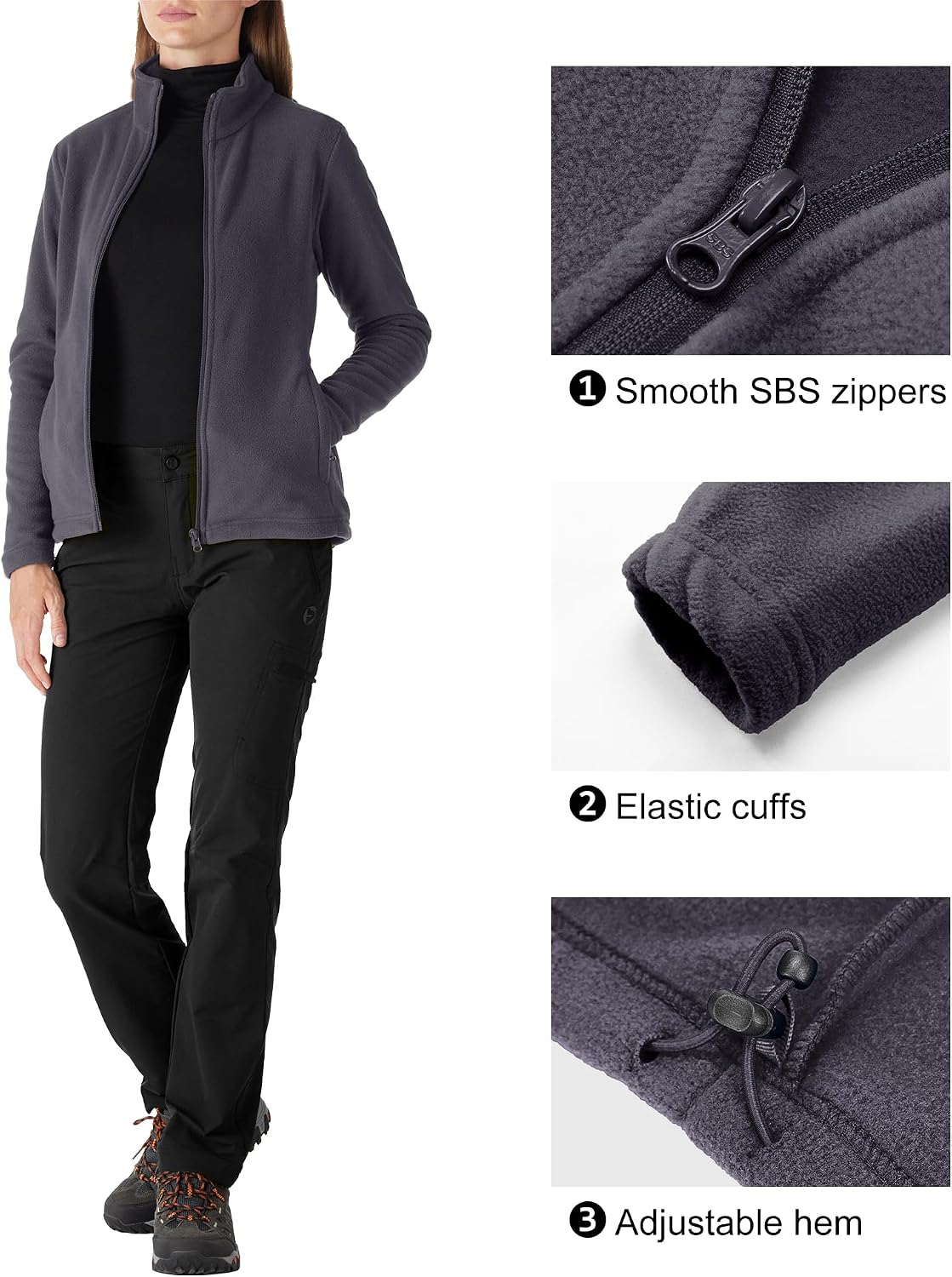 Outdoor Ventures Women's Lightweight Warm Polar Fleece Jacket Zip Up