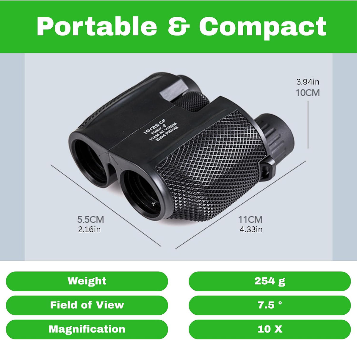 10x25 Compact Small Binoculars for Adults, Large Eyepiece Binocular with Low Light Vision,High Powered Easy Focus Binoculars for Bird Watching,Outdoor Hunting,Sport Games,Theater and Concerts