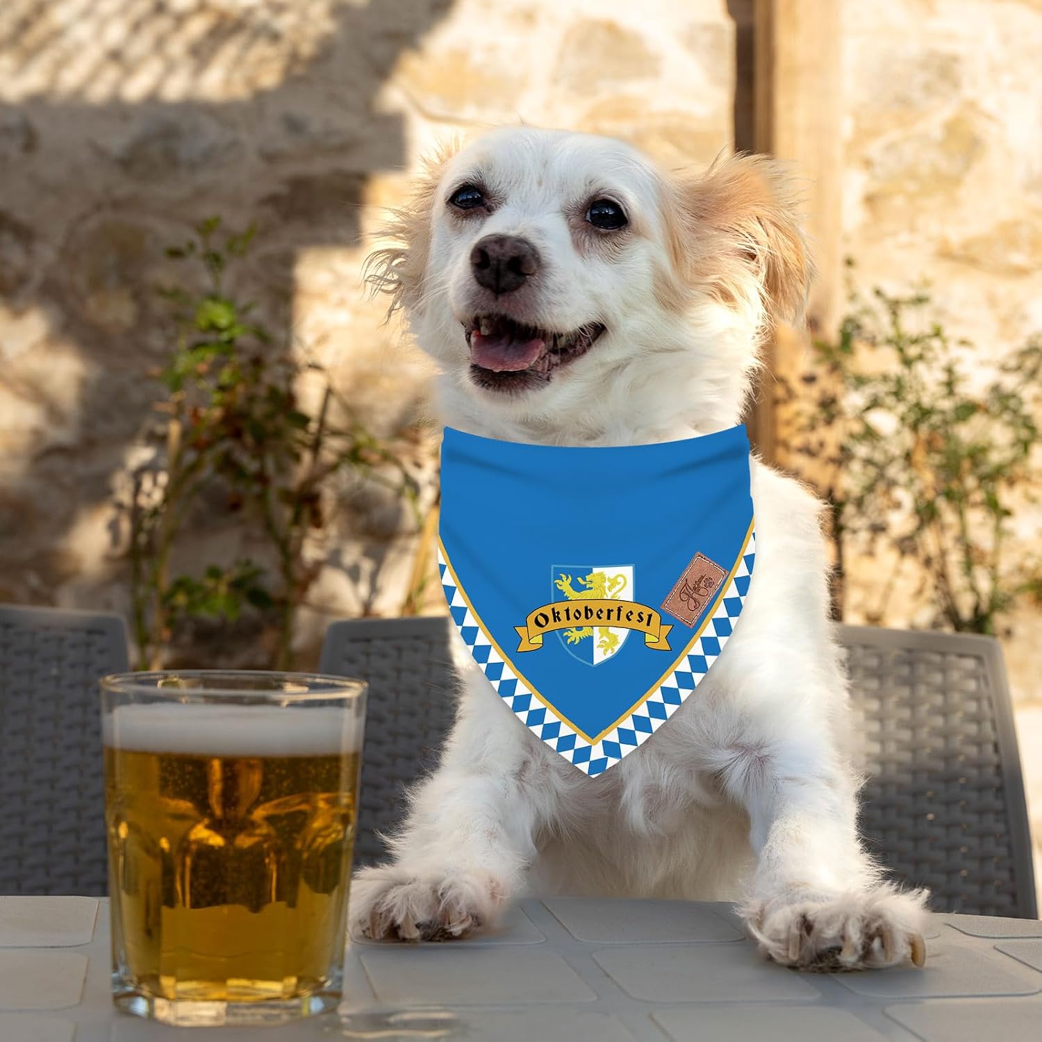 JarThenaAMCS 2Pcs Oktoberfest Dog Bandana German Bavarian Beer Triangle Pet Scarf Adjustable Pet Neckerchief for Medium Large Dog Cat Birthday Costume Accessories