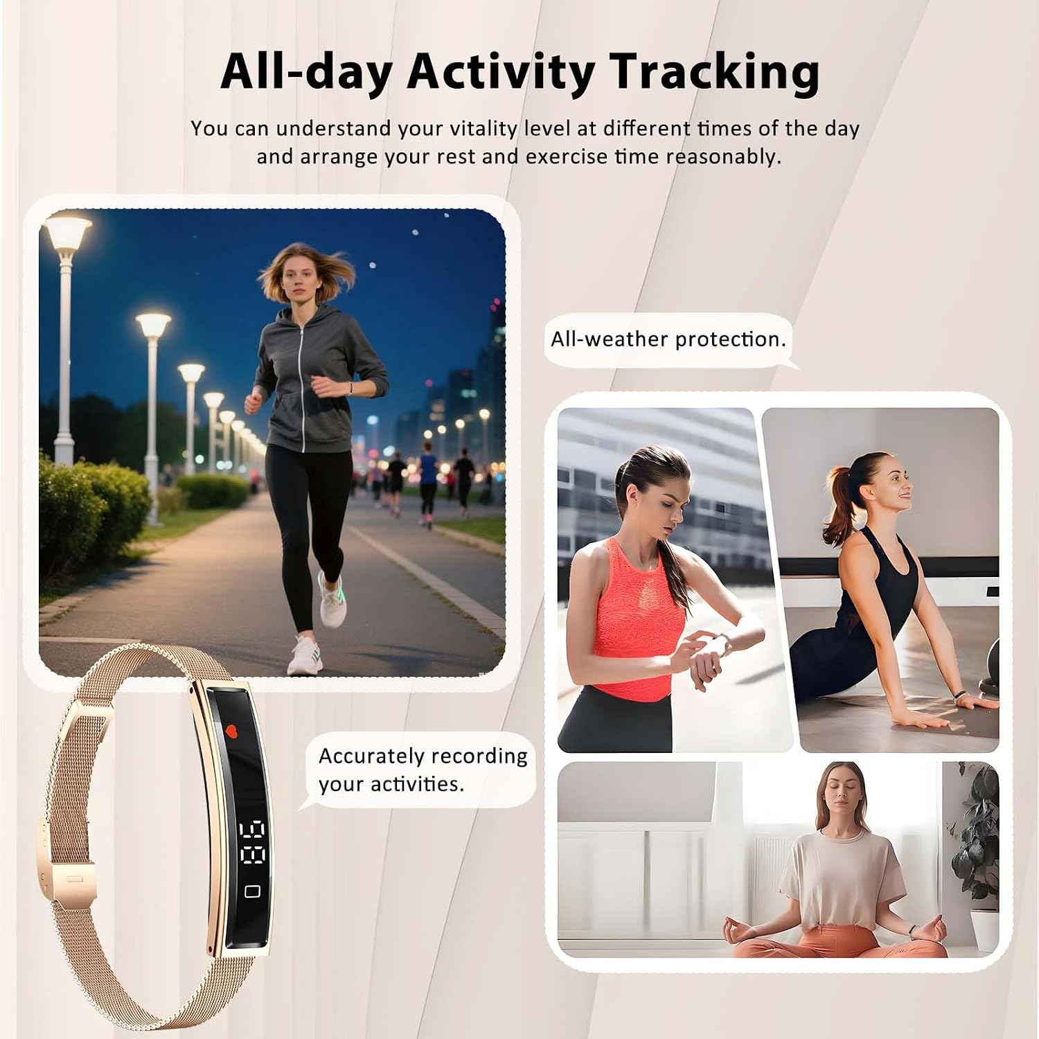 Smart Bracelet for Men Women with 2 Bands 24/7 Fitness Health Tracker