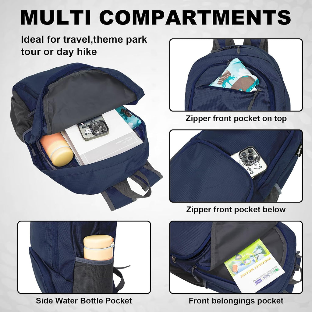HOLYLUCK 20L lightweight packable Hiking Daypack Foldable Backpack for Men Women Small Travel Outdoor Foldable Shoulder Bag