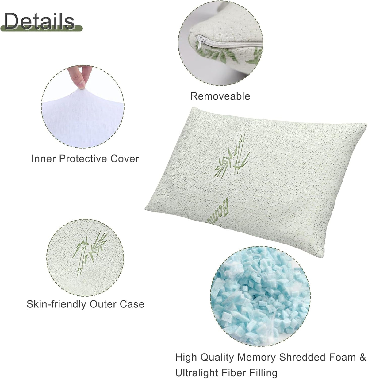 4 Pack Camping Pillow for Sleeping,Memory Foam Travel Pillow