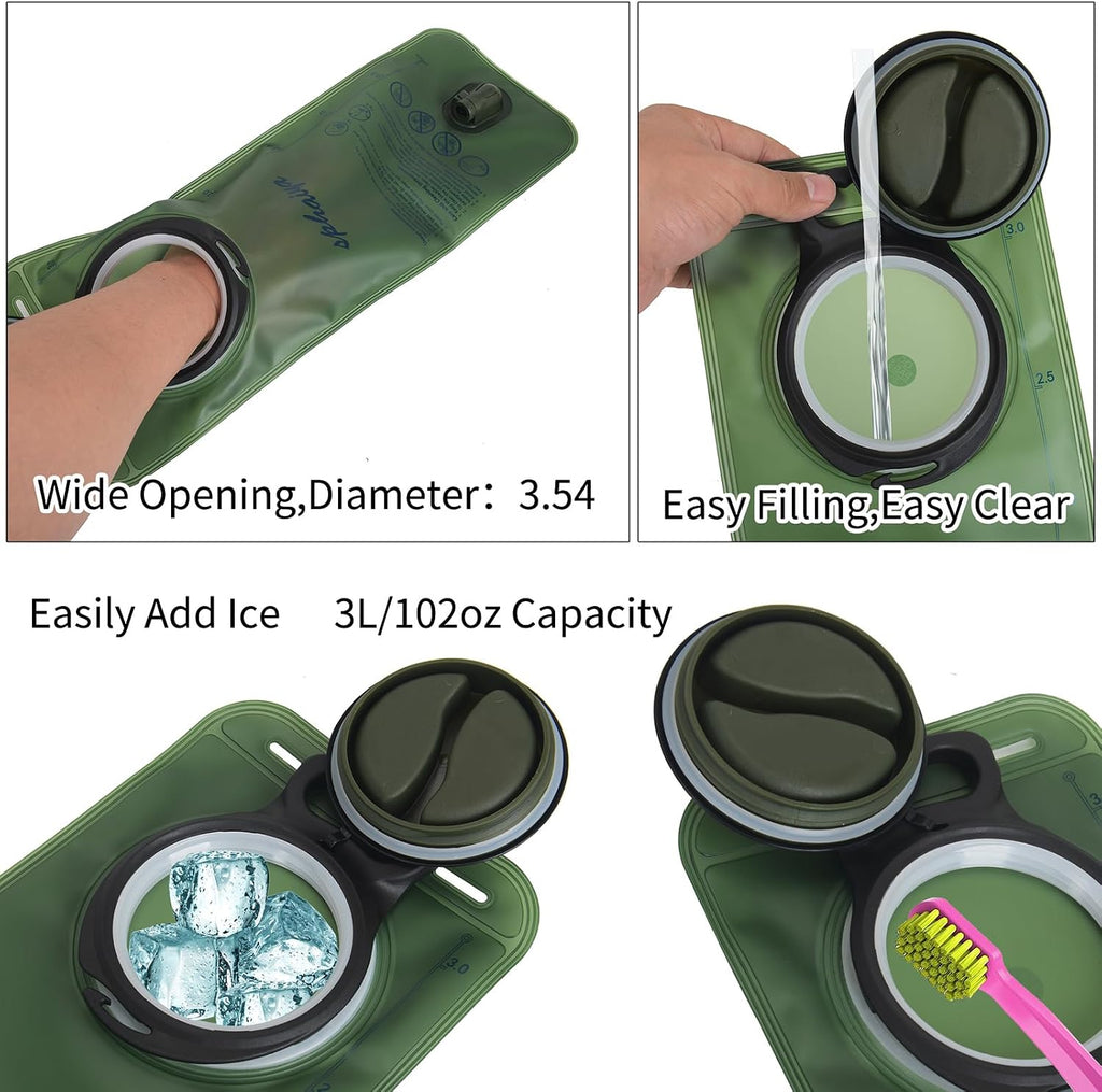 2 Pack Hydration Bladder 2L-3L with Cleaning Brush - Wide Opening, Leak Proof Water Reservoir for Hiking Cycling Running Camping Backpack - BPA Free