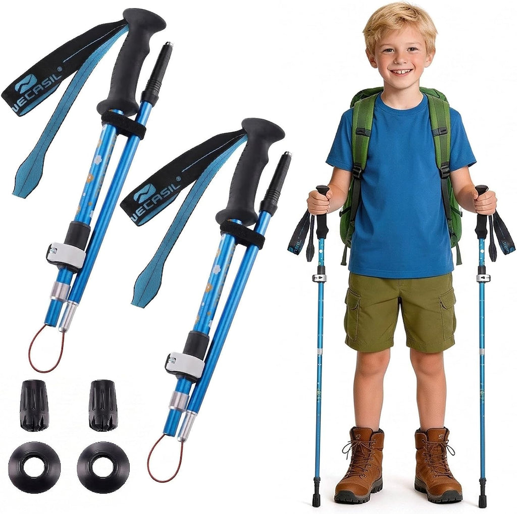 Kids Hiking Poles Lightweight Adjustable Trekking Sticks Collapsible