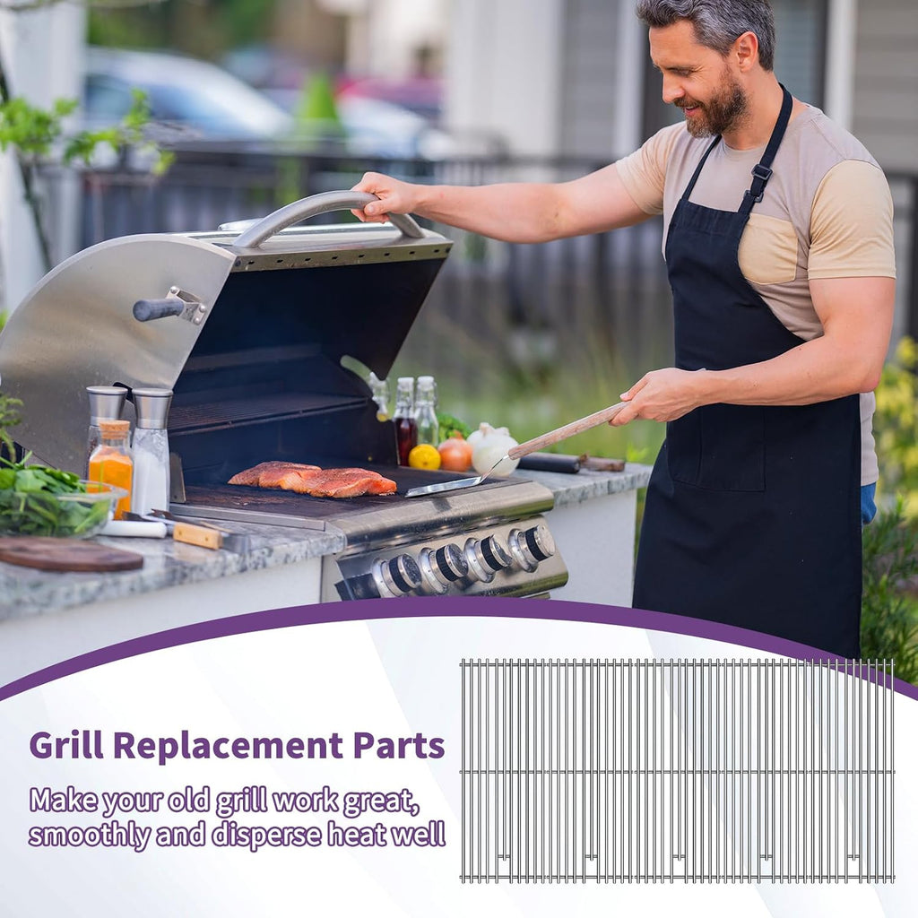 5 Pack 9mm Cooking Grids for Bull Grill Grate Replacement Parts,5 Pack Cooking Grids for Bull 57569, Bull 57568,for 5 Burner Brahma Lion Premium 40-Inch Grills L90000 90000Grill Grates
