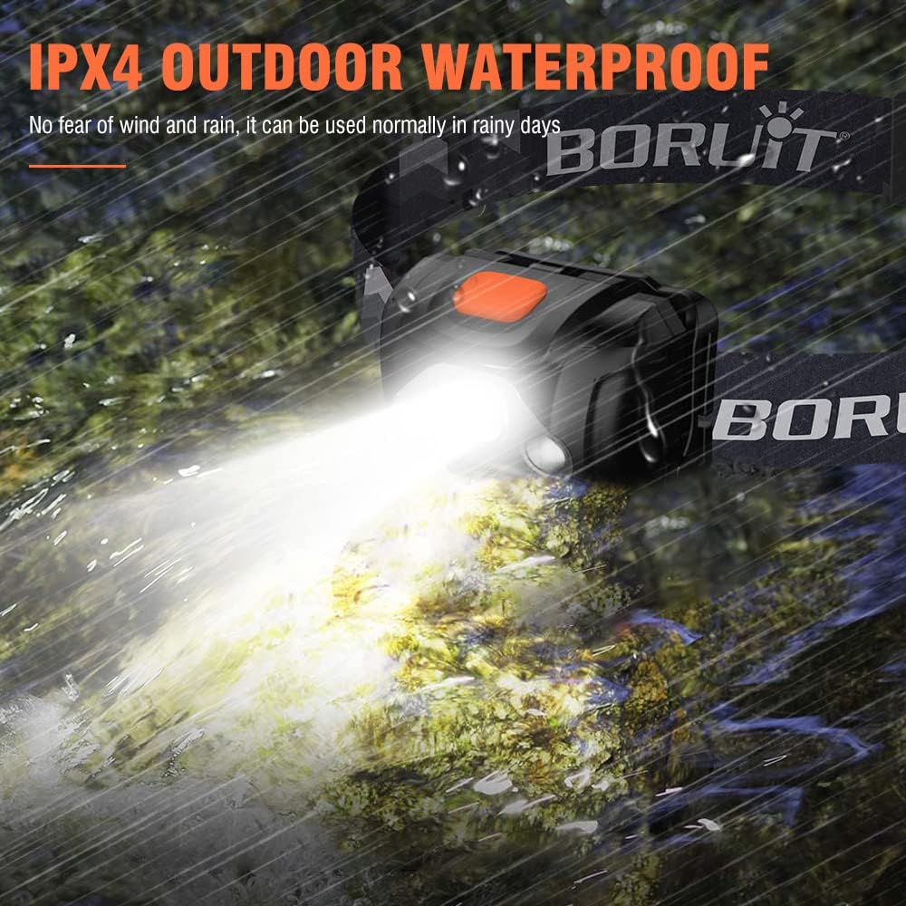 BORUIT LED Headlamp Red White Light Head Lamp [2-Pack] AAA Battery Super Bright Headlight 4 Mode Head Flashlight for Kids Adult Camping Running Hunting Fishing Gear