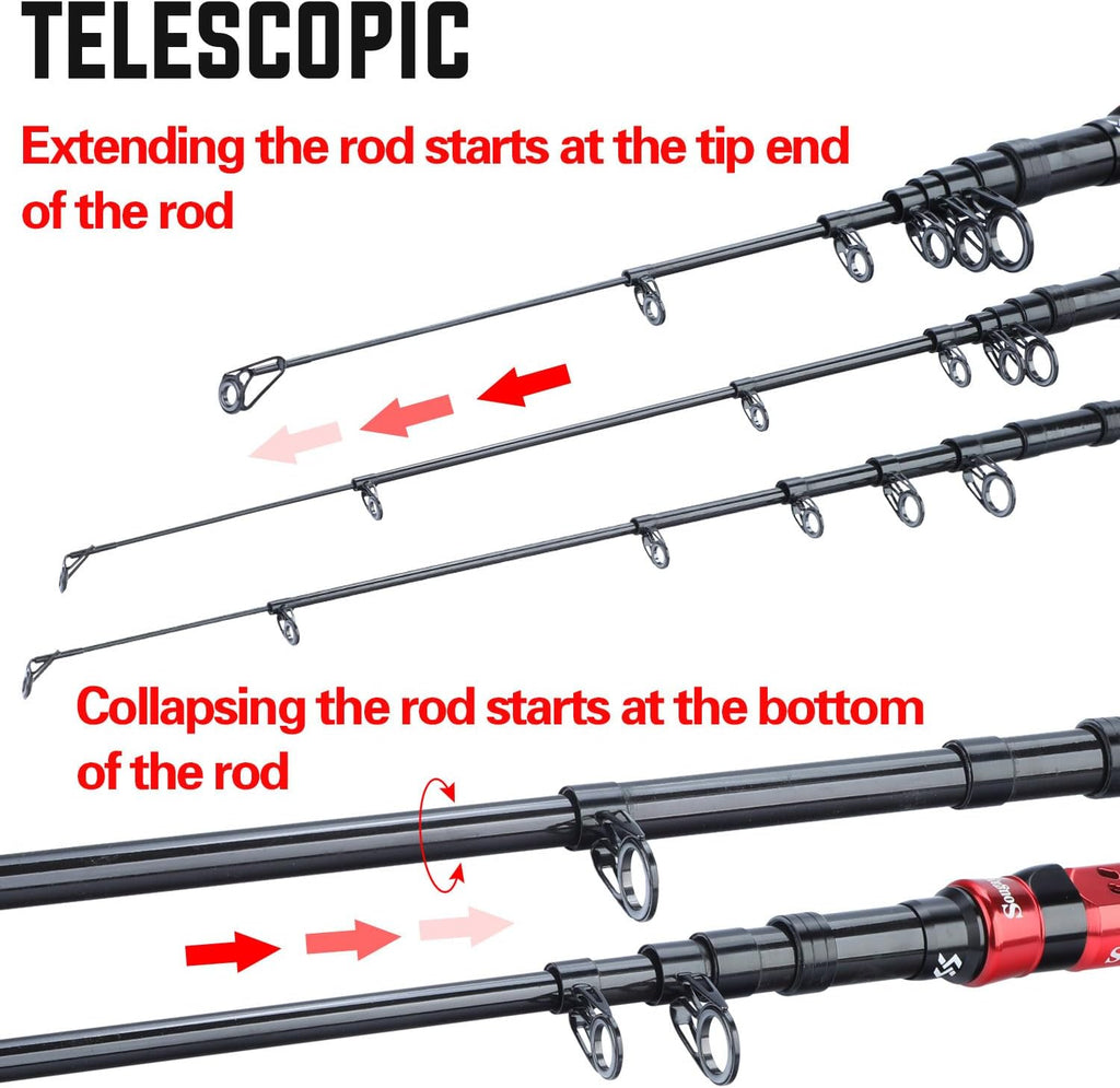 Sougayilang Portable Telescopic Fishing Rod with Carbon Fiber Material and Precision Carved Reel Seat - Suitable for Saltwater and Freshwater Fishing
