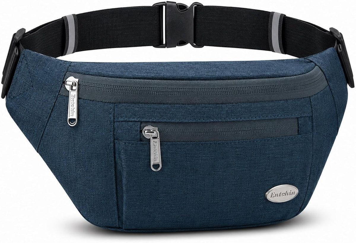 Entchin Water-Resistant Fanny Pack, 4-Zipper Belt Bag