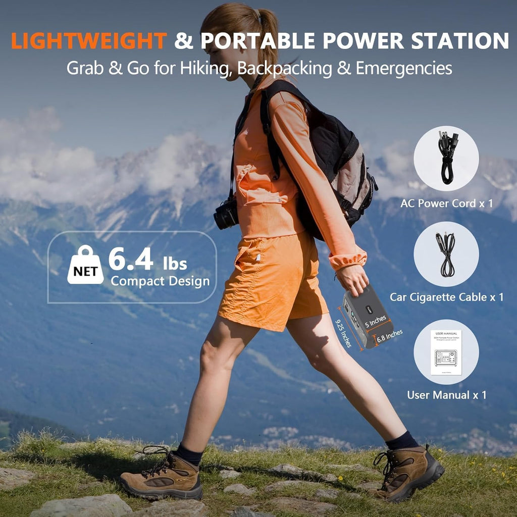 ALLWEI 300W 256Wh Power Station + 100W Solar Panel, LiFePO4 Solar Generator