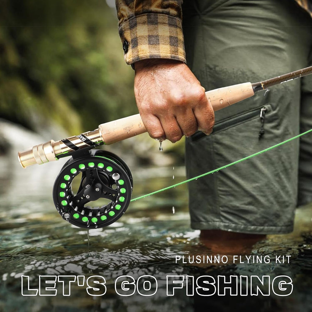 PLUSINNO Fly Fishing Rod and Reel Combo Kit, Fly Fishing Rod for Starters