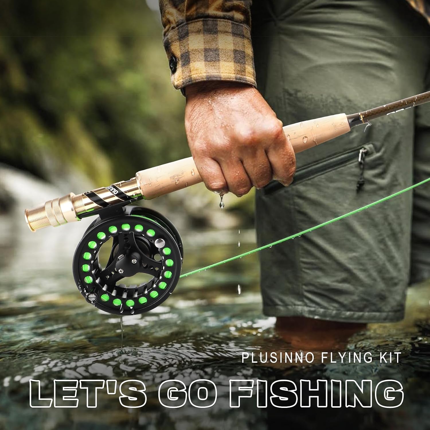 PLUSINNO Fly Fishing Rod and Reel Combo Kit, Fly Fishing Rod for Starters