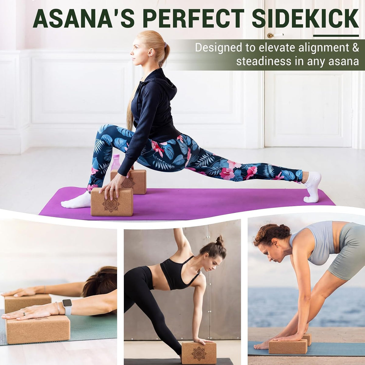 Outus 2 Pcs Yoga Accessories, Cork Yoga Blocks Set