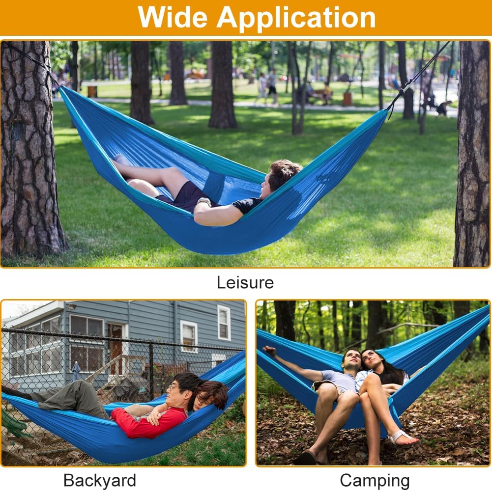Camping Hammock with Heavy Duty Tree Straps, 660lbs Portable Hammock Tent for Outside, Outdoor Camper Hiker Essentials for Hiking Backpacking Backyard Beach(Glue)