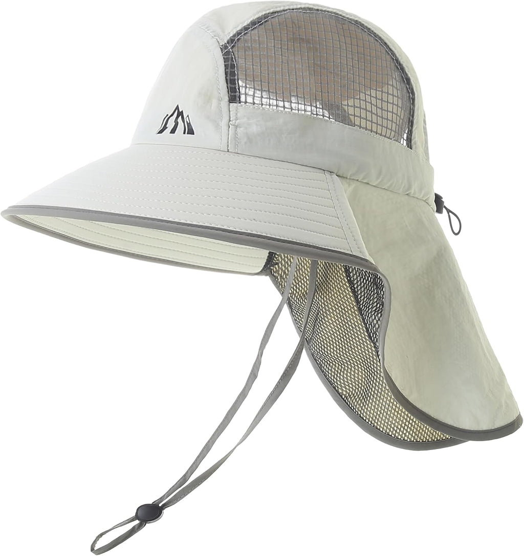 UV Sun Protection Hat Women Foldable Neck Flap Wide Brim Fishing Hat with Ponytail Hole for Women