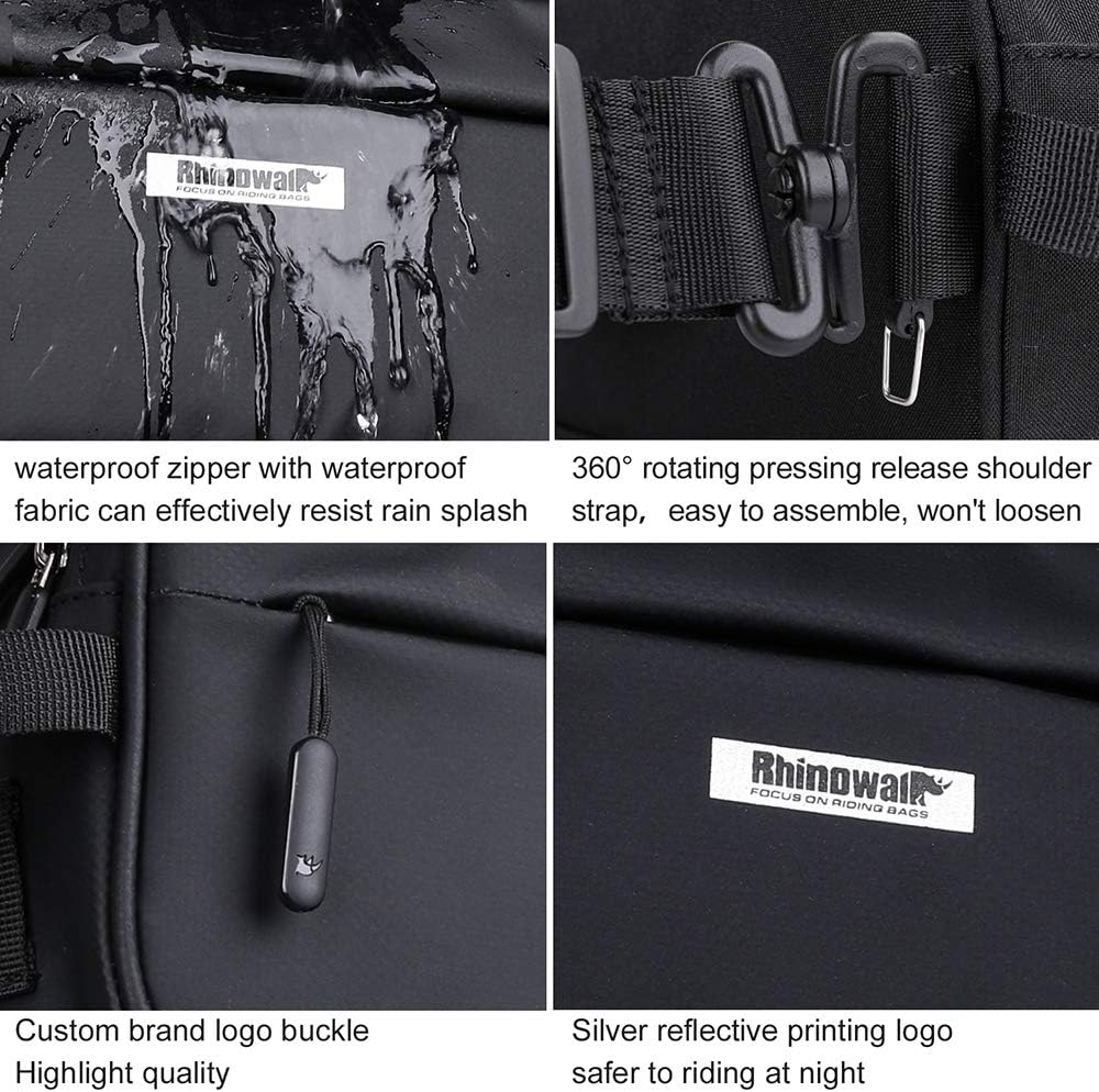 Rhinowalk Bike Handlebar Bag, Multifunctional Waterproof Mountain Bike Crossbar Front Bag Road Bike Basket Bicycle Frame Bag Waist Shoulder Bag Bicycle Bag Professional Cycling Accessories