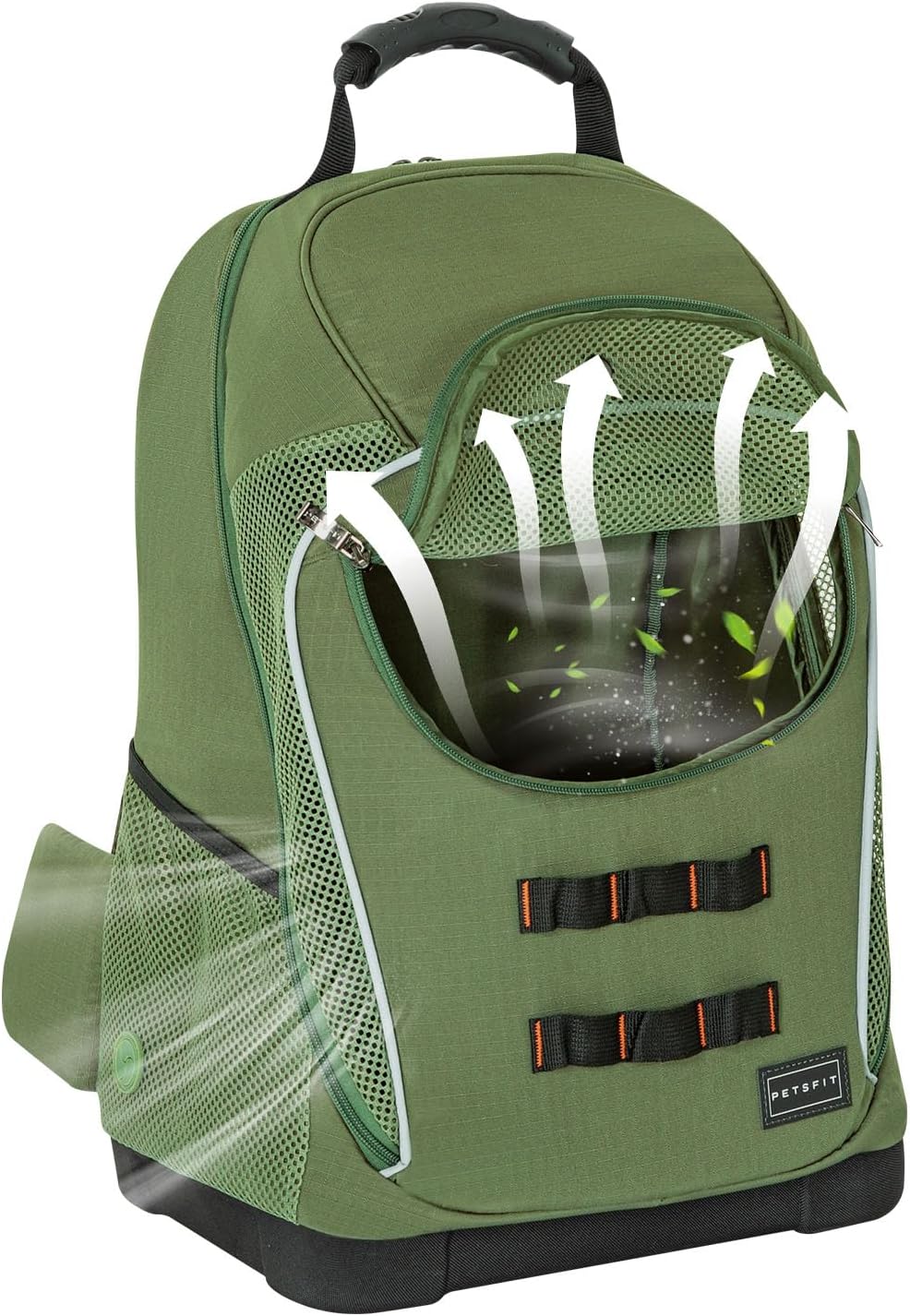Petsfit Pet Dog Carrier Backpack with Upgraded Weight Reduction Design, Cat Dog Backpack with Large Ventilations, Easy-Fit for Traveling Hiking Camping for Small Medium Dogs and Cat, Green