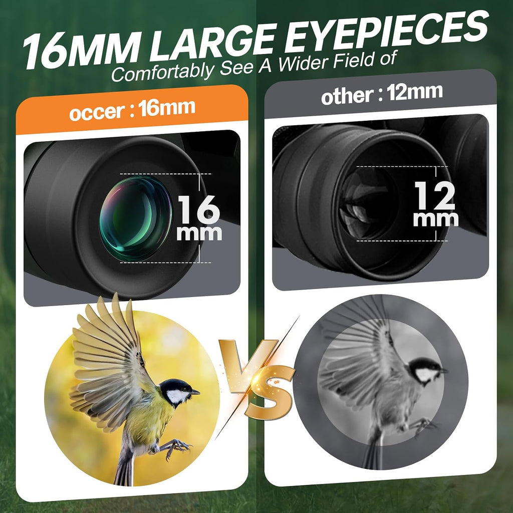 Occer 15x30 Binoculars for Adults Kids Easy Focus for Bird Watching Green