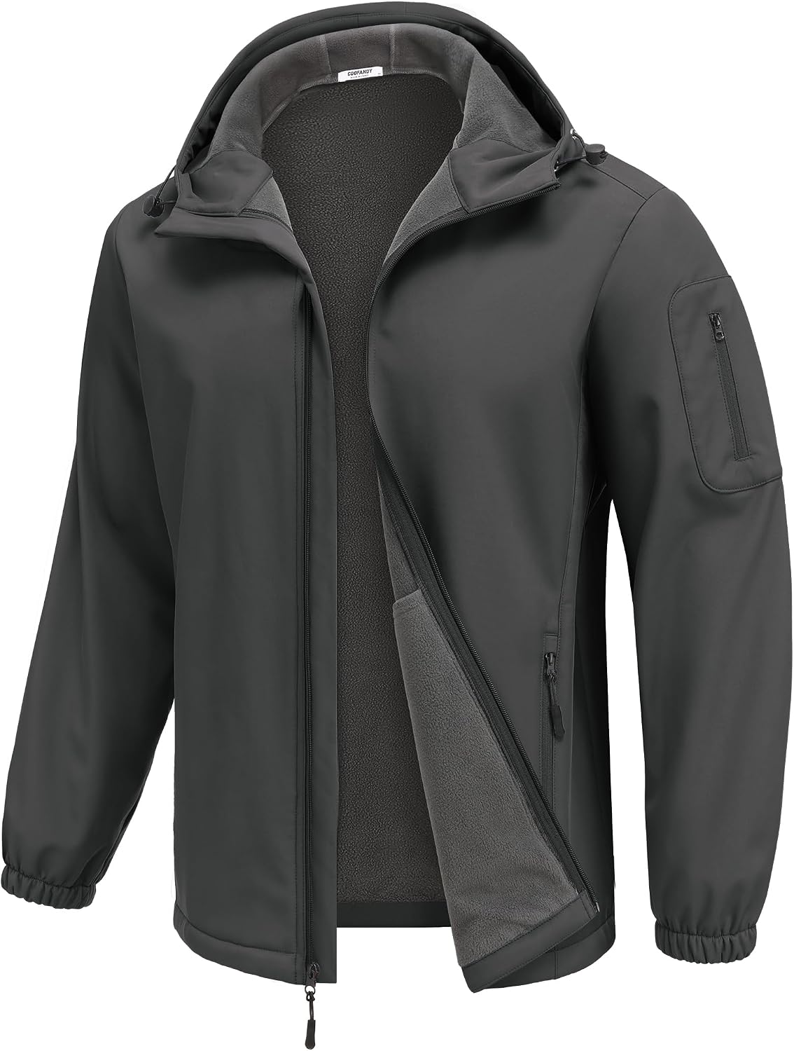 COOFANDY Men's Hooded Softshell Jacket Waterproof Fleece Lined Windbreaker Lightweight Outdoor Hiking Jacket