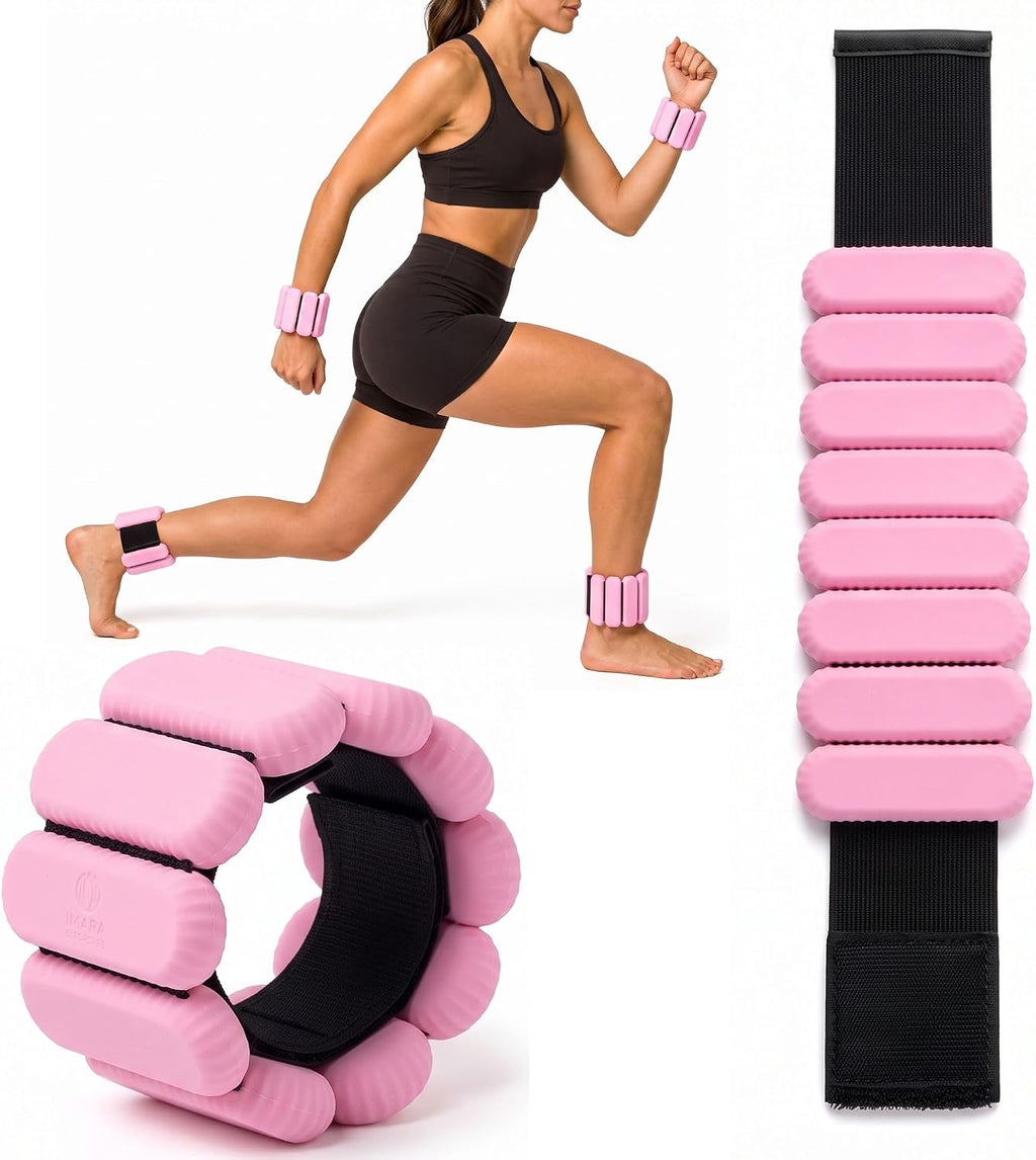 Wrist and Ankle Weights for Women, 2 Pack, 1 lb Each, Adjustable Pink Bands
