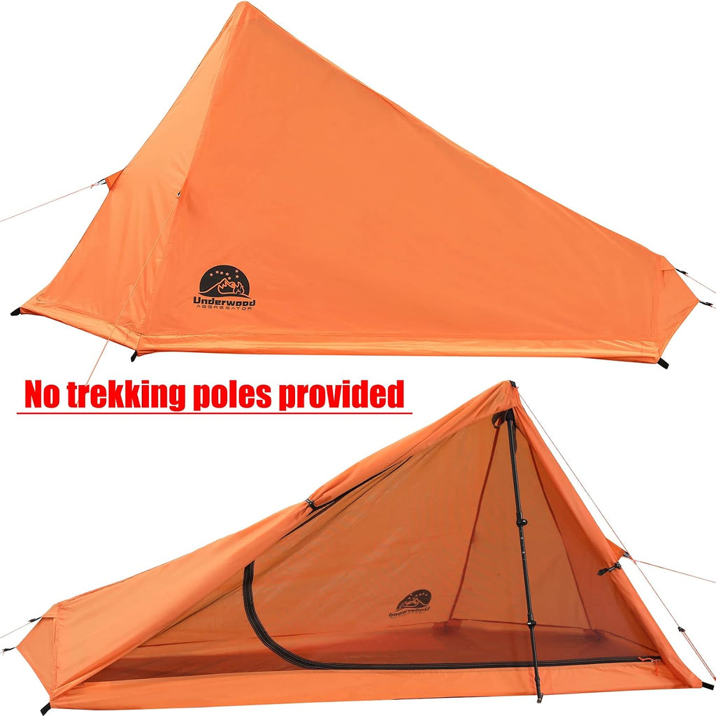 1 Person Trekking Pole Tent, Ultralight Backpacking Hiking Tent (NO Poles)