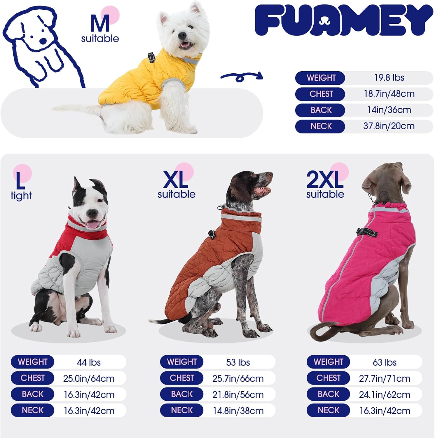 FUAMEY Dog Coat for Small Dogs, Fleece Dog Winter Jacket with Harness