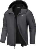 WULFUL Men's Lightweight Softshell Jacket Warm Fleece Lined Windbreaker Waterproof Soft Shell for Outdoor Hiking